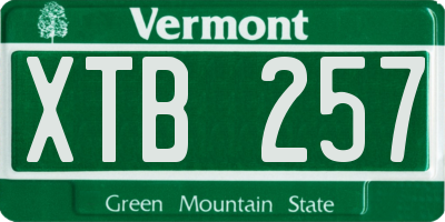 VT license plate XTB257