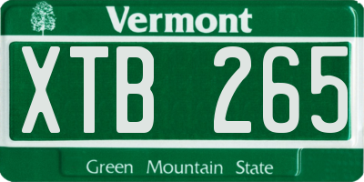 VT license plate XTB265
