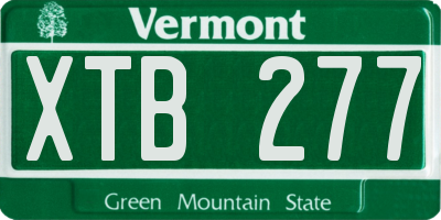 VT license plate XTB277