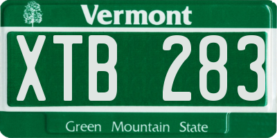 VT license plate XTB283