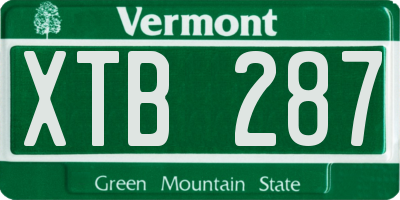 VT license plate XTB287