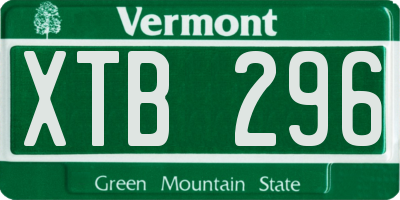 VT license plate XTB296