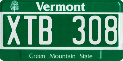 VT license plate XTB308