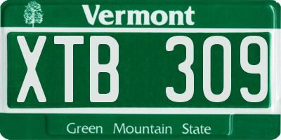 VT license plate XTB309