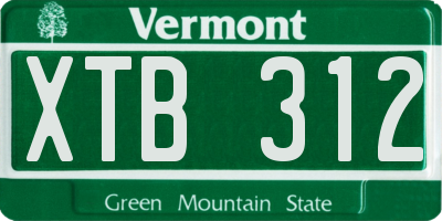 VT license plate XTB312