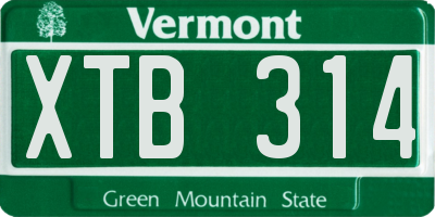 VT license plate XTB314