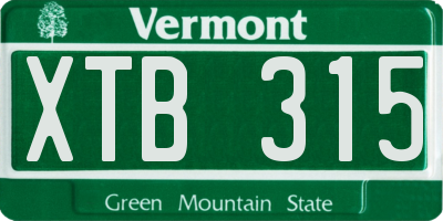 VT license plate XTB315