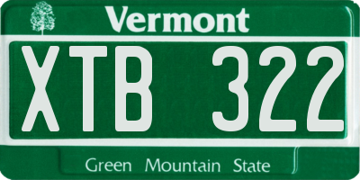 VT license plate XTB322