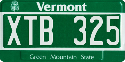 VT license plate XTB325