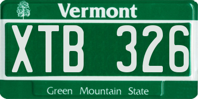 VT license plate XTB326