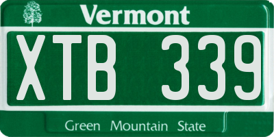 VT license plate XTB339