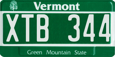 VT license plate XTB344