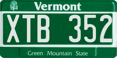 VT license plate XTB352
