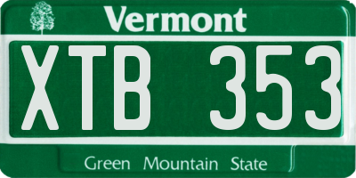 VT license plate XTB353