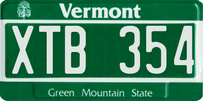 VT license plate XTB354