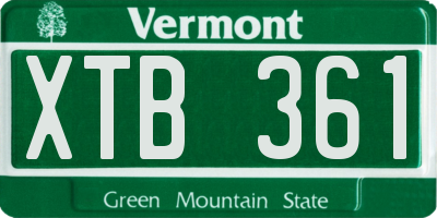 VT license plate XTB361