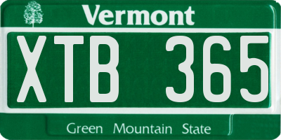 VT license plate XTB365