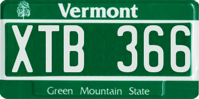 VT license plate XTB366