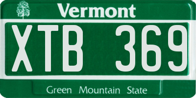 VT license plate XTB369