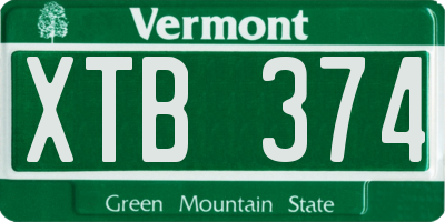 VT license plate XTB374