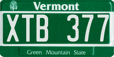 VT license plate XTB377