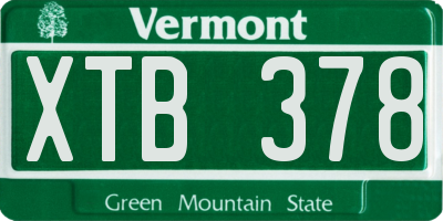 VT license plate XTB378