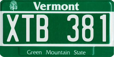 VT license plate XTB381