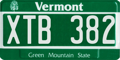 VT license plate XTB382