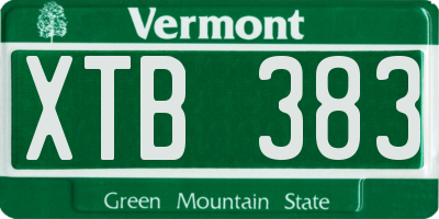 VT license plate XTB383