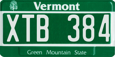 VT license plate XTB384