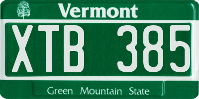 VT license plate XTB385