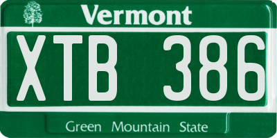 VT license plate XTB386
