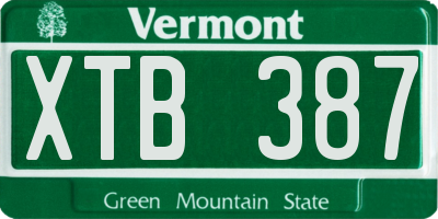 VT license plate XTB387