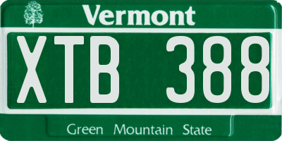 VT license plate XTB388