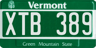 VT license plate XTB389