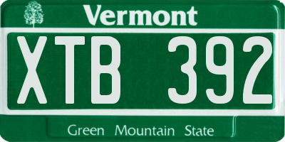 VT license plate XTB392