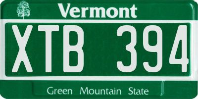 VT license plate XTB394