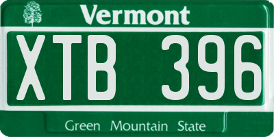 VT license plate XTB396