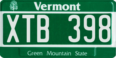 VT license plate XTB398
