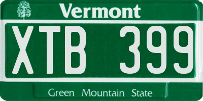 VT license plate XTB399