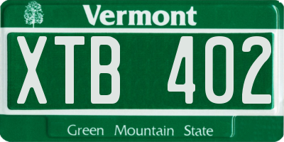 VT license plate XTB402