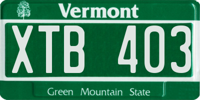 VT license plate XTB403