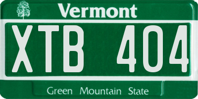 VT license plate XTB404