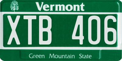 VT license plate XTB406