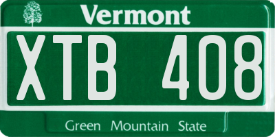 VT license plate XTB408