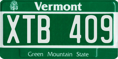 VT license plate XTB409