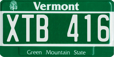 VT license plate XTB416