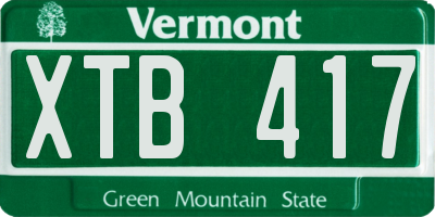 VT license plate XTB417