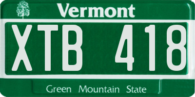 VT license plate XTB418