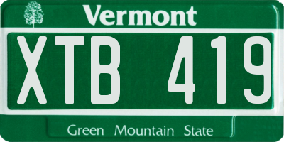 VT license plate XTB419